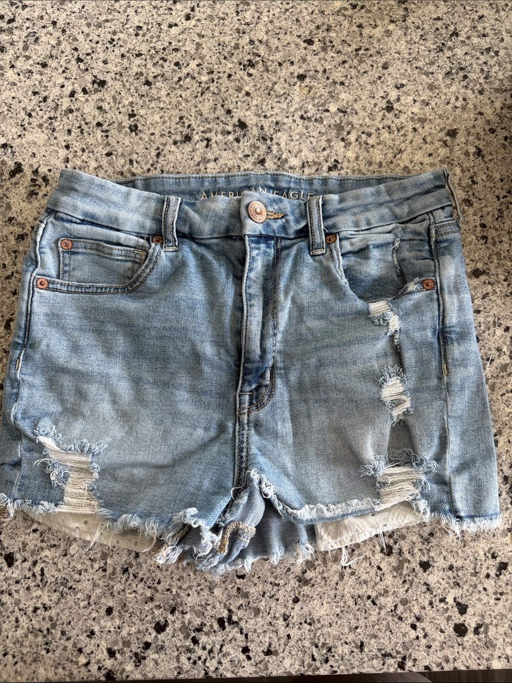 American Eagle Outfitters Light Blue Distressed Denim Shorts